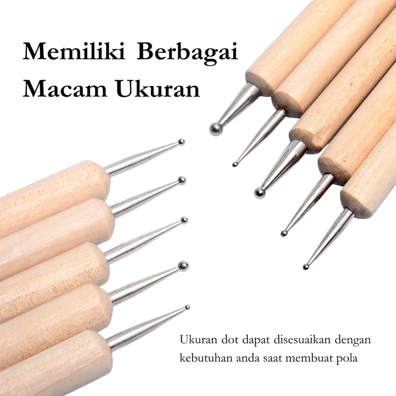 Dotting Pen (Isi 5pcs) / Dotting Tools / Dot Dotting 1PCS / Pen Dotting KAYU Nail Art Painting Kuku 3