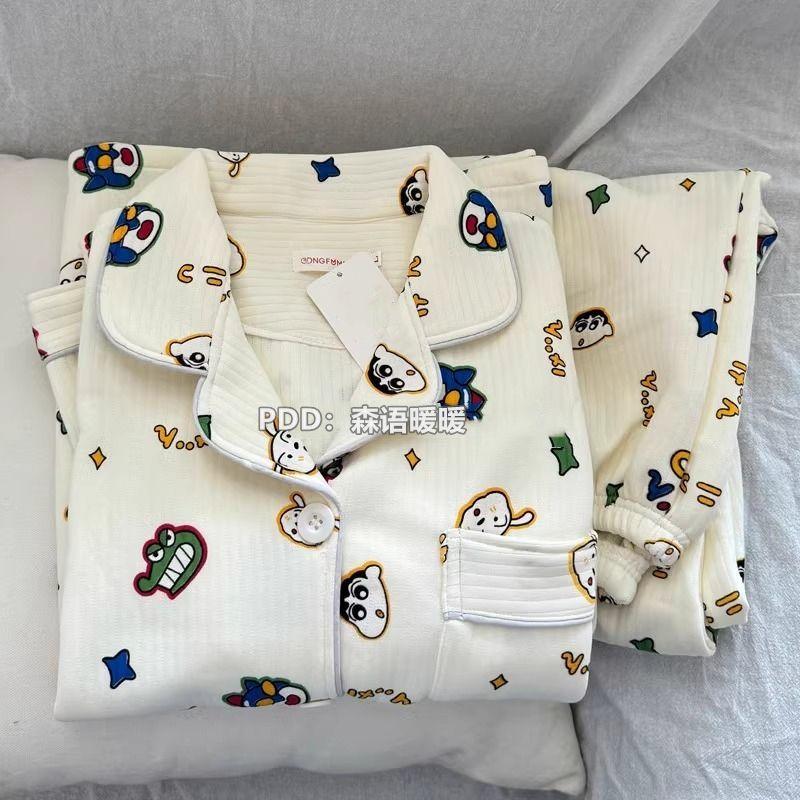  Áo Hoodie Bông Nữ Bộ Sưu Tập Thu Đông Với Lớp Không Khí Dày Và Tay Áo Dài In Hình Hoạt Hình Shin Dễ Thương.Thiết kế ấm áp và thoải mái lý tưởng cho mùa thu và mùa đông Cotton Women Voi Top 