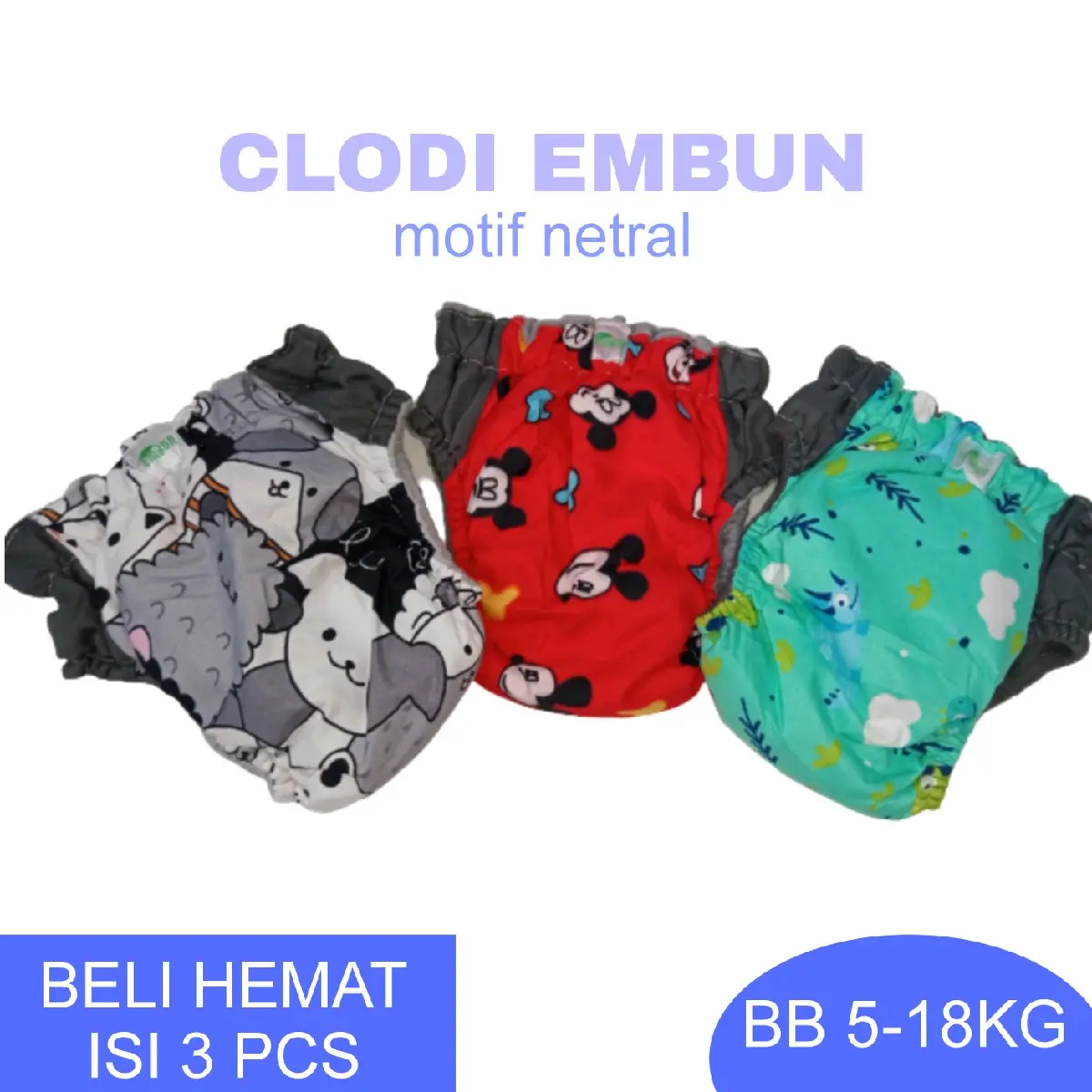 PAKET CLODI EMBUN 3Pcs Diapers Popok Bayi Diaper