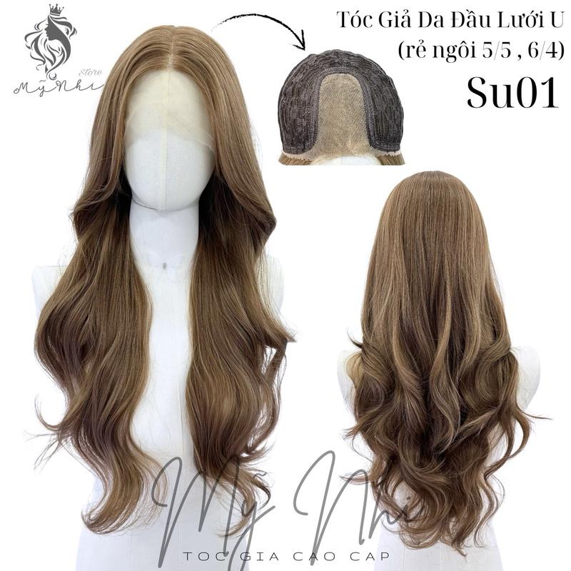 Tóc Giả Mỹ Nhi Nguyên Đầu Móc Lưới chữ U Tóc Giả SU01 Xoăn Layer dài 60cm Mái Bay Kèm Dưỡng + Lược + Lưới Trùm + Miếng Dán Wig