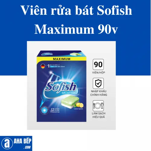 Viên rửa bát Sofish Maximum 90v. HÀNG CHÍNH HÃNG