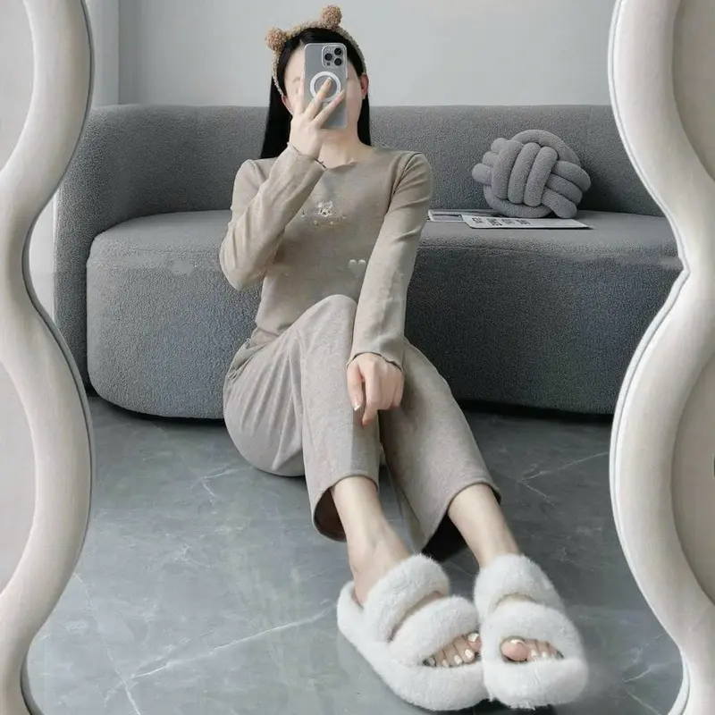 Bộ Đồ Bầu Mặc Nhà Thu Đông Tăm Len Thỏ Hottrend 7
