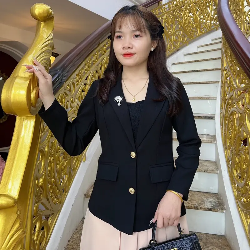 Áo khoác vest Nữ công sở Chất tuyết mưa dày dặn, áo vest tặng mẹ áo 1 lớp (40-80kg) kèm cài áo hoa  Women 5