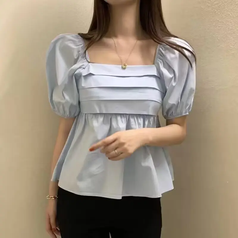 Korean Style New Style Off Shoulder Puff Sleeve Short-Sleeved Shirt for women blouse