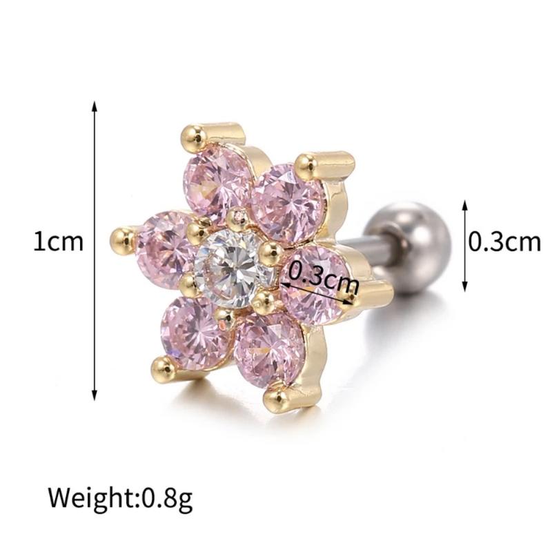 Product Introduction of High Quality Minimal Crystal Flower Ear Studs Earrings Women Simple Gold Color Tiny Piercing Earrings New Arrival 2024 New 3