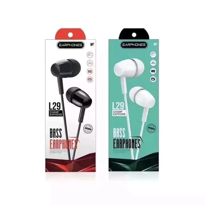 Headset Earphone Hf L29 Hitam Putih Bass