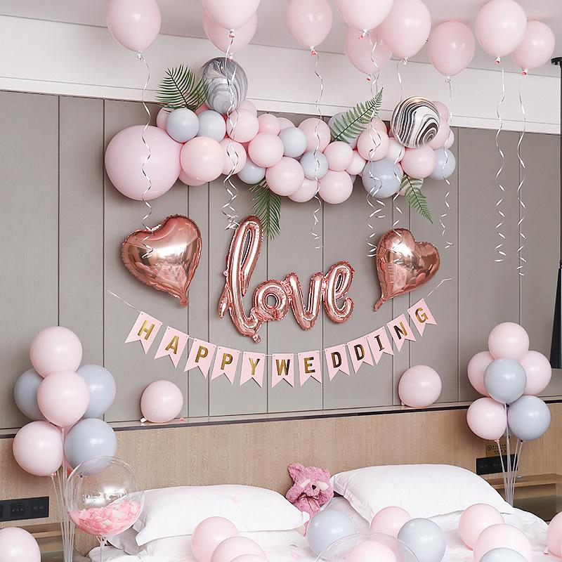 Combo Các Set Bóng Nhũ, Bóng Lồng Bóng Kim Tuyến Trang Trí Phòng Cưới Tân Hôn Đầy Đủ Đồ Tặng Kèm Bơm Keo Băng Dính set HAPPY01