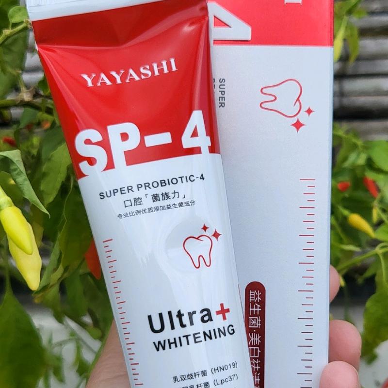  25.000đ compo 2 cây kem đánh răng 120g  1 đỏ + 1 xanh  YAYASHI SP-4 Ultra + WHITENING giảm hôi miệng trắng răng loại bỏ vết bẩn cao răng màu vàng sử dụng hàng ngày. 