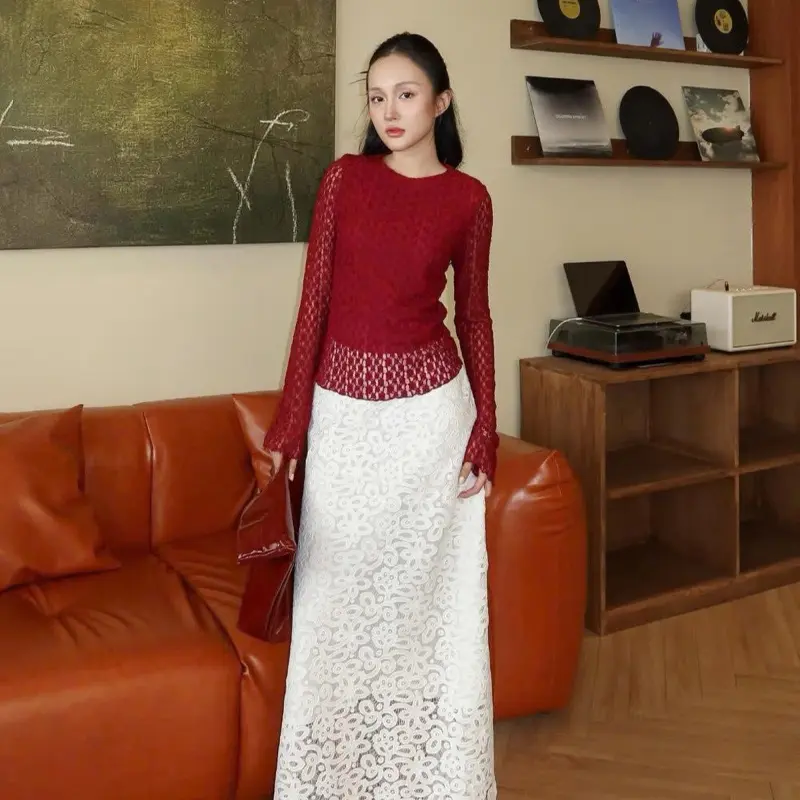 Áo Ren Hai Lớp Cổ Tròn Tay Dài MAYA TOP | thelety 3