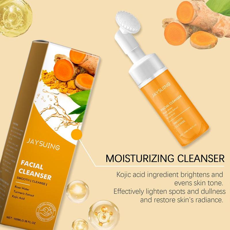 Product Introduction of Turmeric Cleansing Foam Kojic Acid Cleanser  Oil Control Blackhead Remover  Moisturizing Face Wash Mousse 19