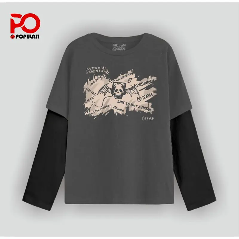 Vinsmokey tees  T-shirt Double layer  long sleeve AVENGED SEVENFOLD Streatwear Unisex 0