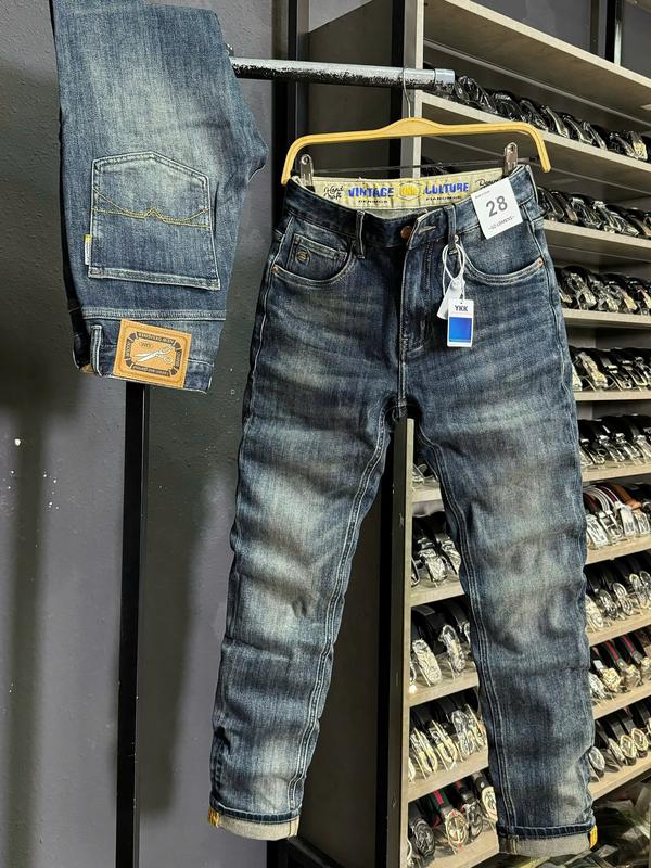 [Jean Denim Guangzhou 8072] Quần Jeans Nam Dài Xanh Was Dơ Thêu Chỉ Đồng J3659