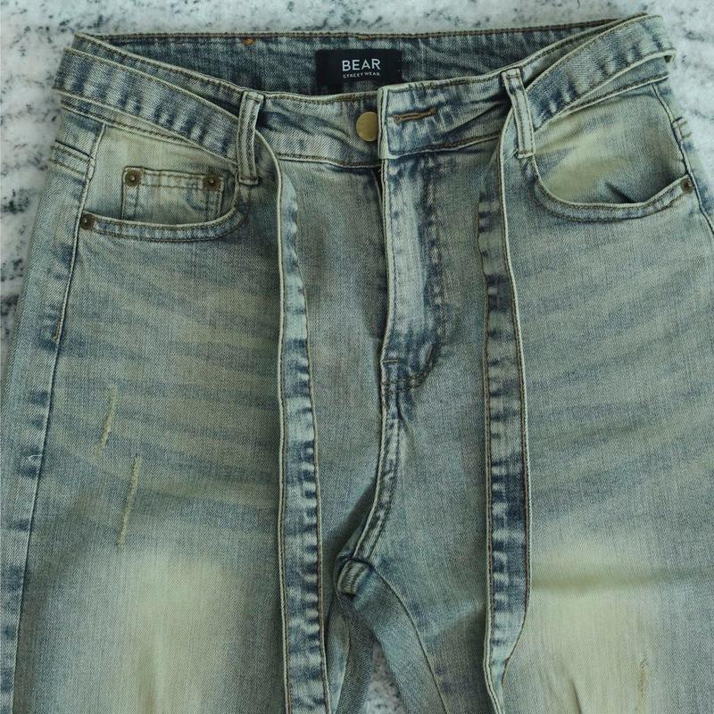 Quần jean nam streetwear cao cấp BEAR STREETWEAR,3 màu xanh vàng, vàng cam, xám,form slimfit,vải denim co giãn (sk032) 6