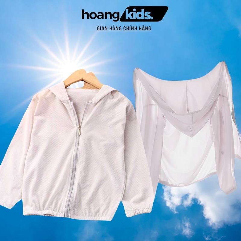 Áo chống nắng mẫu trơn cho bé trai bé gái mỏng nhẹ có mũ trùm đầu chất thông hơi thoáng mát size 15 đến 38 kg Hoangkids 2
