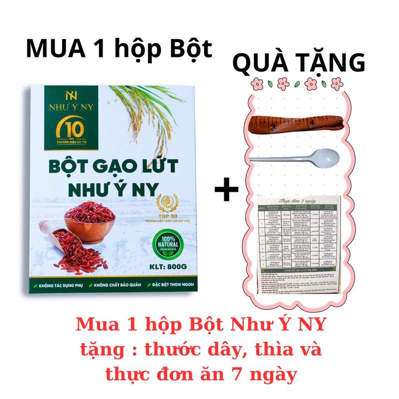Bột Gạo Lứt Như Ý NY tặng kèm thước dây, thìa và thực đơn ăn 7 ngày mẫu mới 800g thơm ngon dễ uống
