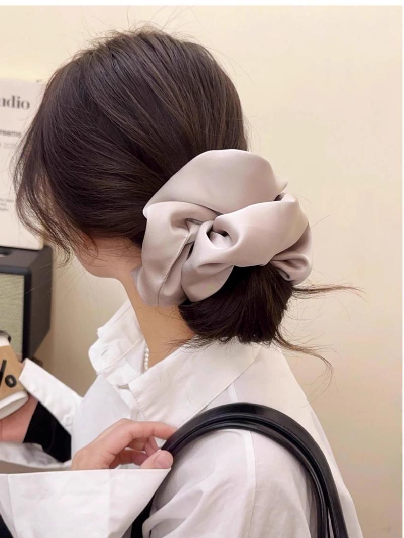 Product Introduction of Scrunchie Satin, Cỡ Lớn, Phong Cách Pháp, Dây Buộc Tóc Thanh Lịch, Phụ Kiện Tóc Búi Tóc Đơn Giản, Cho Bé Gái Và Phụ Nữ 6