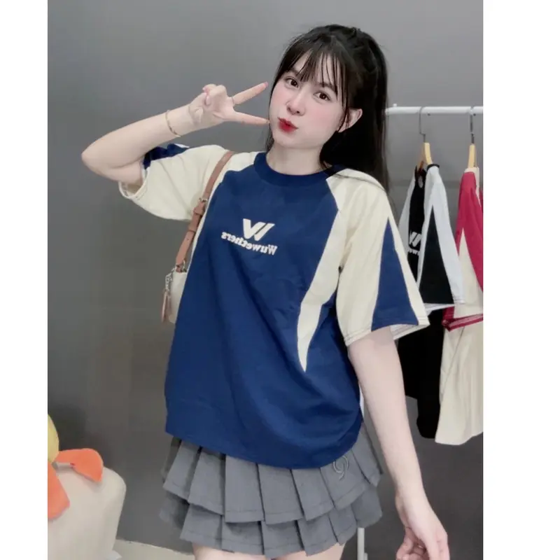 Áo phông nữ Form Vừa (38-58kg) chất cotton 2 chiều mềm mịn mát - mẫu phối W Wether- Top Women Nữ  Thun Cổ Tròn 4