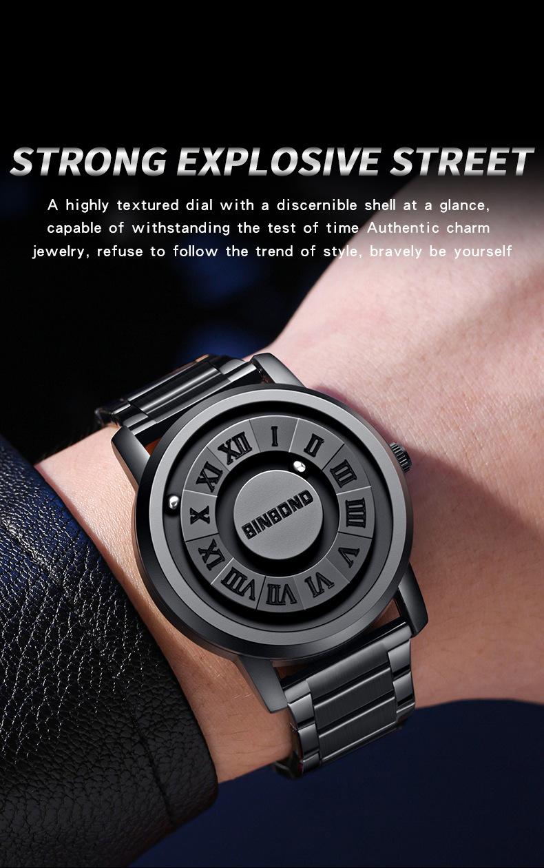 Product Introduction of Men Watch Black Technology Watch New Concept Personalized Magnetic Suspension Steel Waterproof Male Fashion Quartz Watches Gift 33