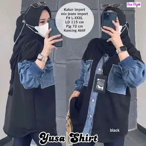 YUSA SHIRT / KEMEJA WANITA / KEMEJA MIX JEANS / ANA HIJAB