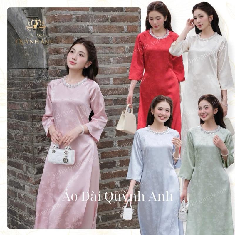 Sẵn Hàng BST Áo Dài Cách Tân TÂM GIAO Thiết Kế Dáng Xuông Hạt Kết Thủ Công Bằng Tay Quanh Cổ Áo