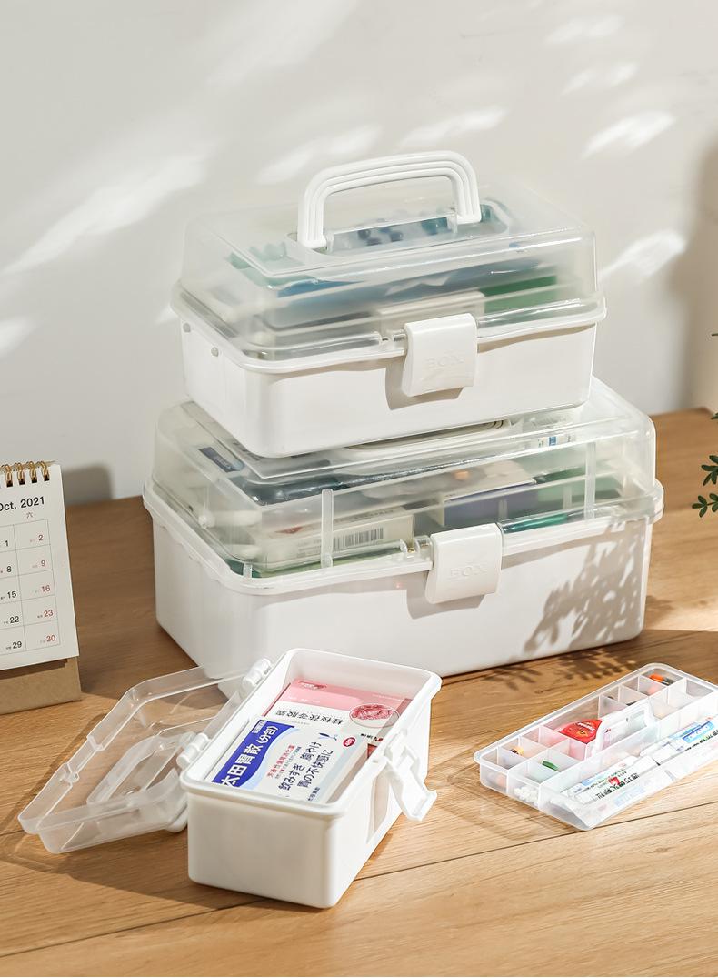 Product Introduction of Medicine Box Home First Aid Medical Box Student Art Tools Drawing Stationery Storage Box Multifunctional Storage Box 1