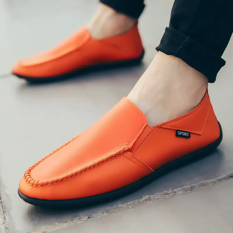 Men's Leather & Fabric Shoes Casual Style Flat Sole Suitable for Middle-aged and Elderly