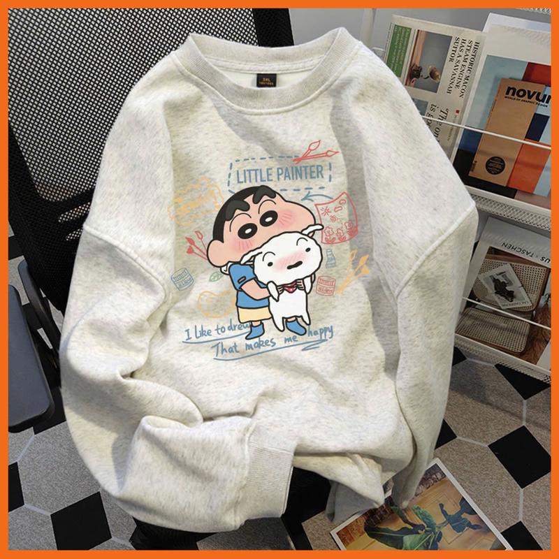 Product Introduction of Áo sweater nỉ form rộng chất nỉ in hình Shin ôm cún phong cách Hàn Quốc cho nữ 17
