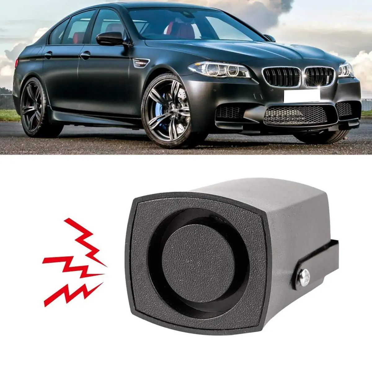 Siren Alert, 12-24V Black 6 Tone Car Alarm Auto Warning Siren Horn For Motorcycle Car Vehicle