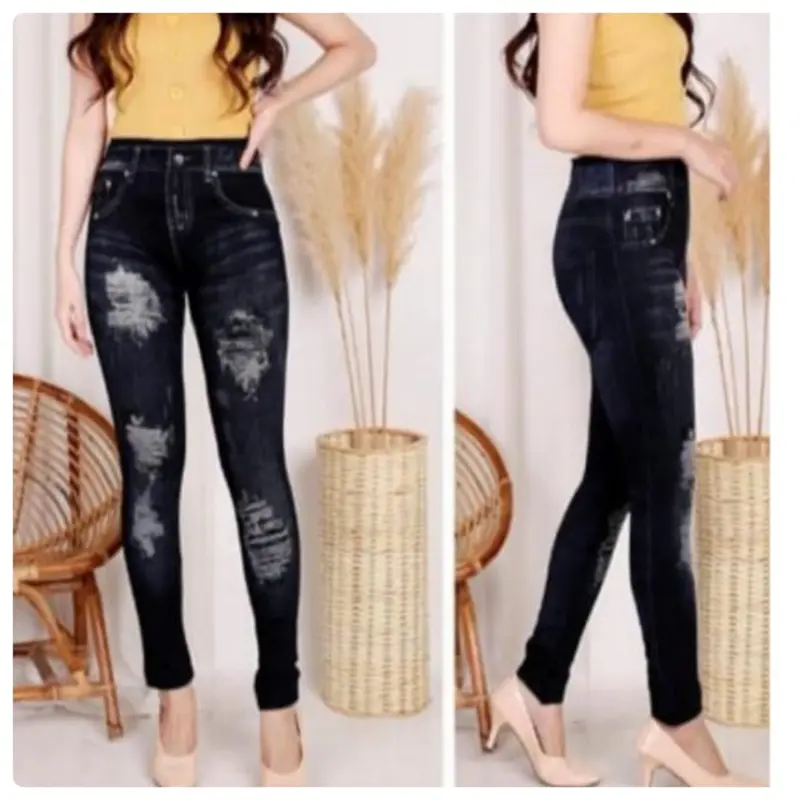 celana wanita model legging rempel polos variasi sobek 2