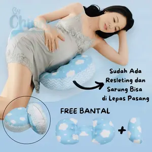 Bantal Hamil Portable Penyangga Perut + Bantal Tambahan + Sarung Bisa di Lepas Pasang
