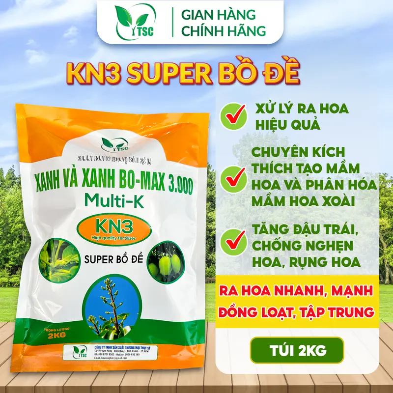 Phân bón KN3 Super Bồ Đề Thụy Sỹ, Xử Lý Ra Hoa, Trái Lớn Tối Đa, Tăng Độ Ngọt, Lên Màu Cực Đep - Túi 2kg 1