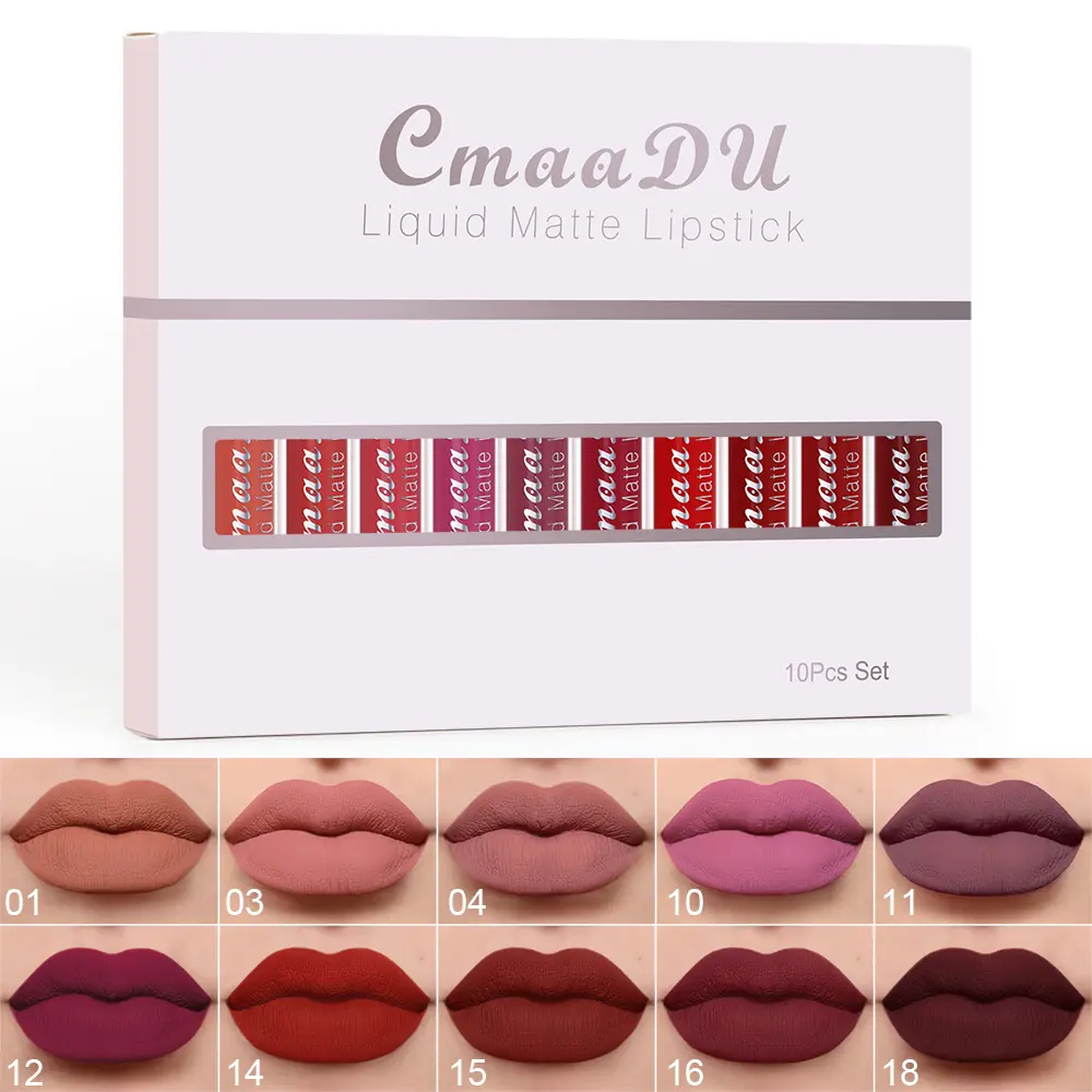 CmaaDu 10-piece matte long-lasting waterproof lip gloss