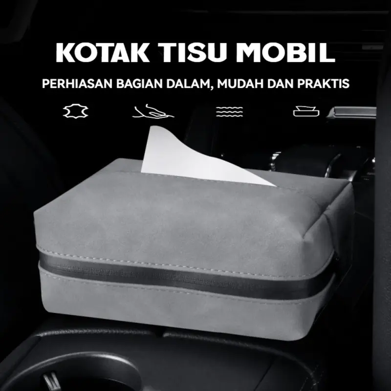 Tempat Tissue Mobil Kulit 3in1 Headrest Armrest Visor Premium Kotak Tisu Mobil 7