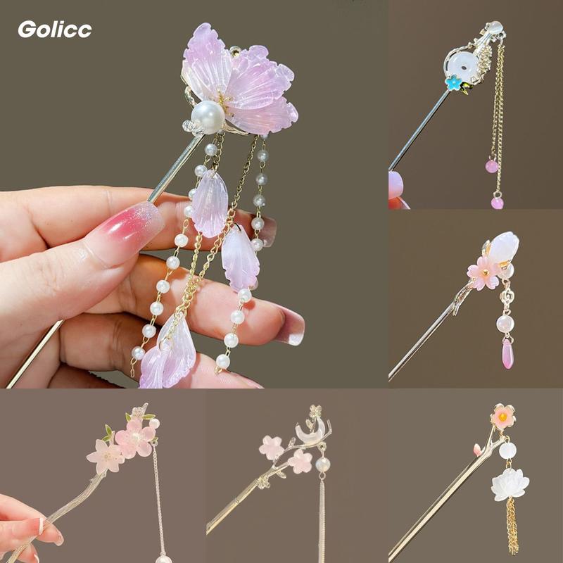 Trâm cài tóc kim loại, gỗ đính hoa đa dạng mẫu mã sang chảnh phong cách tiểu thư sang trọng quý phái cho nữ, phụ kiện cô dâu, tiệc cưới, chụp ảnh áo dài, cosplay Hán phục. n