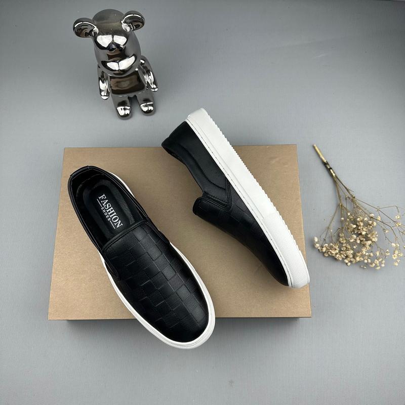 Giày lười SlipOn nam da xít nhám in vân 3D kẻ ô - đế cao su tăng chiều cao 3cm, có khâu đế sẵn 5