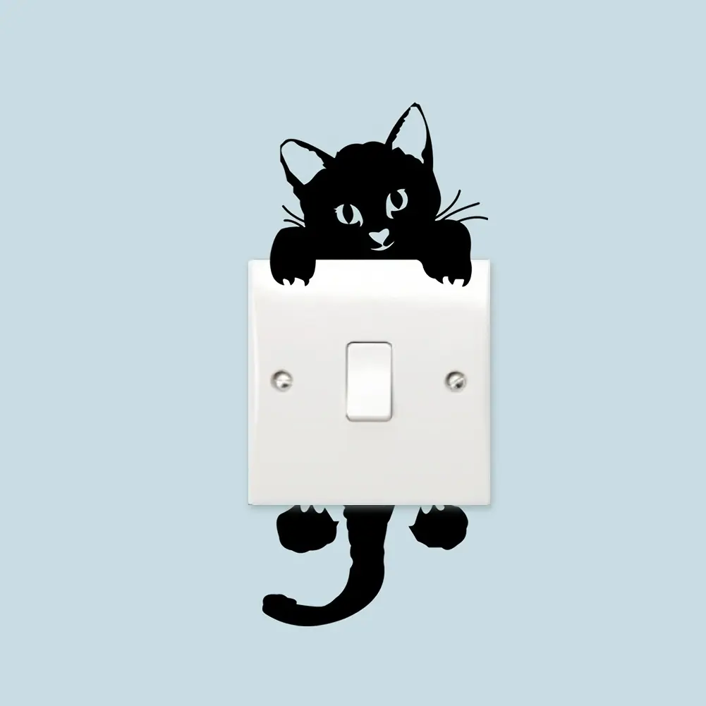 1 Piece Modern 3D Cat Wall Stickers, Reusable Matte PVC Sticker, Suitable for Bedroom Light, Suitable for Switch, Self-Adhesive Space Theme Rectangle, Compatible with Removable Glass Surface Decor Decorative