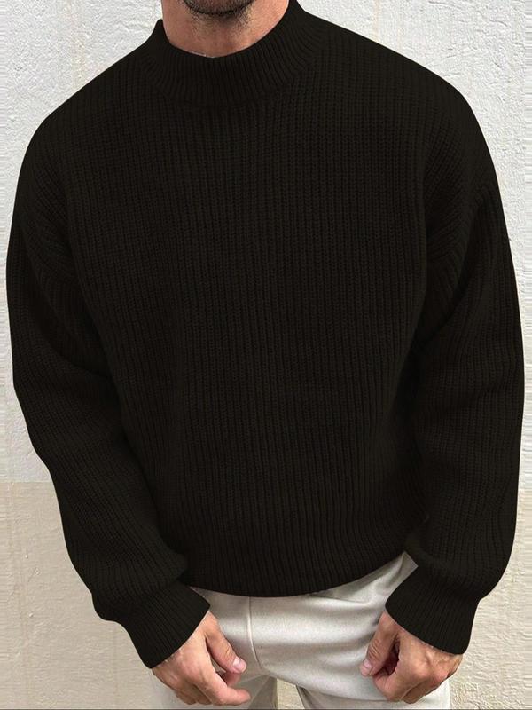 Men's Solid Crew Neck Sweater, Regular Fit Casual Long Sleeve Jumper for Fall & Winter, Fashion Men's Knitwear for Daily Wear 0
