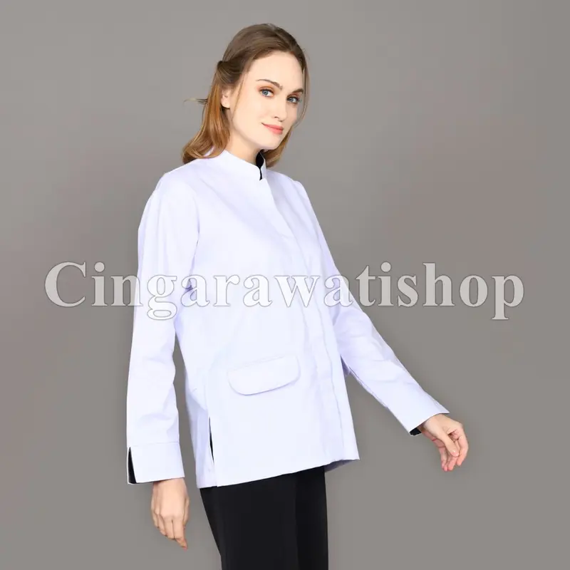 Kemeja Putih List Hitam Atasan Putih Kantong Bawah Baju Seragam Kerja Putih Baju Dinas Putih Pns Wanita 4