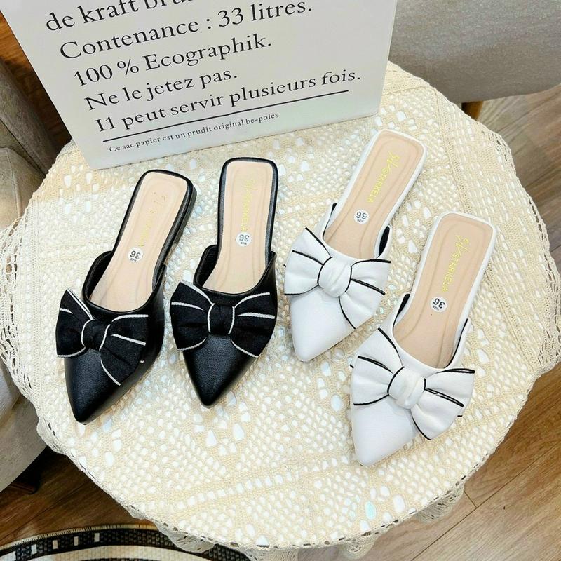 Giày Sục Nơ Đế Bệt Chất Liệu Da Mềm Tránh Trơn Trượt Cực Xinh DéP Nữ