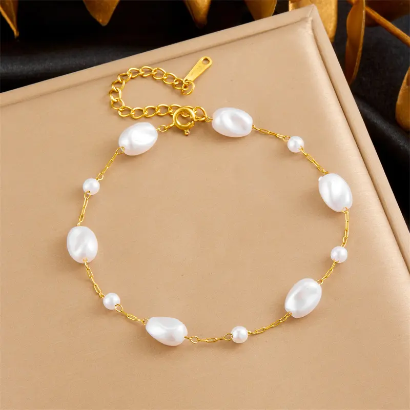 Chuỗi Phụ Kiện Ngọc Trai, Phong Cách Cổ Điển Không Đều, Thời Trang, Thanh Lịch, Được Làm Bằng Thép Không Gỉ, Vòng Tay