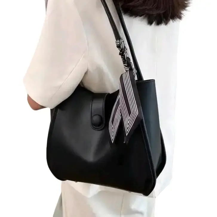 Florida Tas bahu Totebag Shoulder Wanita untuk kuliah dan Kerja (free syal) Totebag Hitam Pink