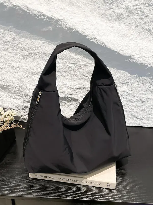 Women's Solid Color Tote Bag, Fashionable Large Capacity Shoulder Bag for Daily Commute, Casual Trendy Versatile High-quality Daily Commuting Bag, Sling Purse 8