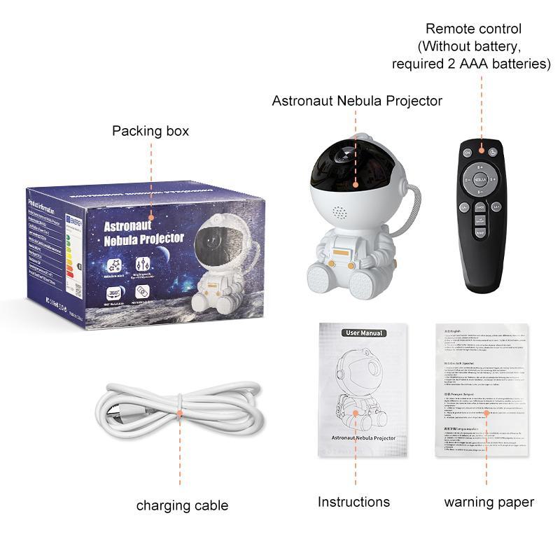Product Introduction of Astronaut Design Star Projector, USB Powered Night Light with Remote Control, Starry Nebula Ceiling LED Lamp for Bedroom, Creative Room Decor 8
