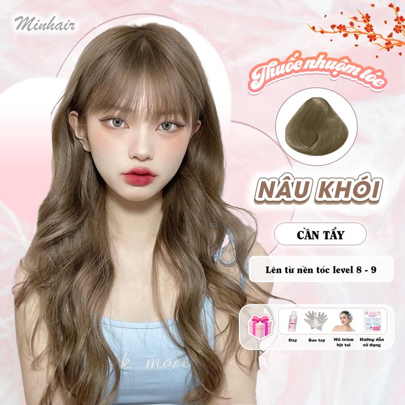 Thuốc nhuộm tóc Nâu Khói tặng kèm oxy trợ dưỡng và bao tay Đổi Màu Tóc  Nữ Women