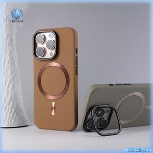 Ốp Điện Thoại Từ Tính Có Ngăn Đựng Ống Kính Màu Trơn Cho iPhone 16, 13, 12, 14, 15 Pro Max, 16ProMax, Ốp Cứng, Chống Sốc, Tương Thích Với MagSafe