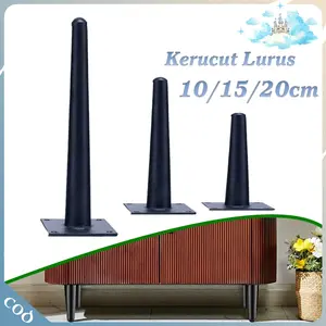 -10cm 15cm 20cm- Kaki Furniture Metal Besi Hitam Matte Pilihan Tinggi Model Kerucut Lurus Minimalis