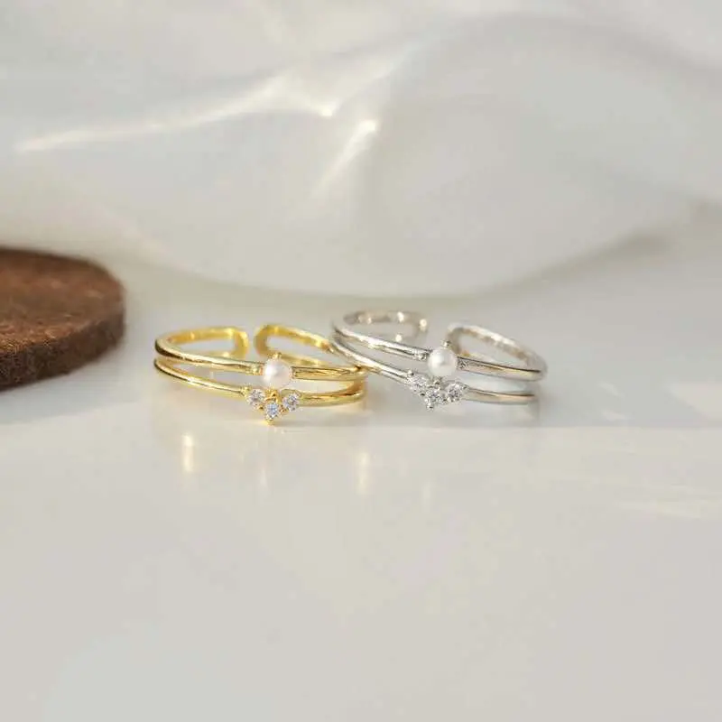Cincin Cewe - Double Rings Pearl || Desain Simple Korean Style Cincin Casual Elegan Trendi Kekinian Viral ACE0051