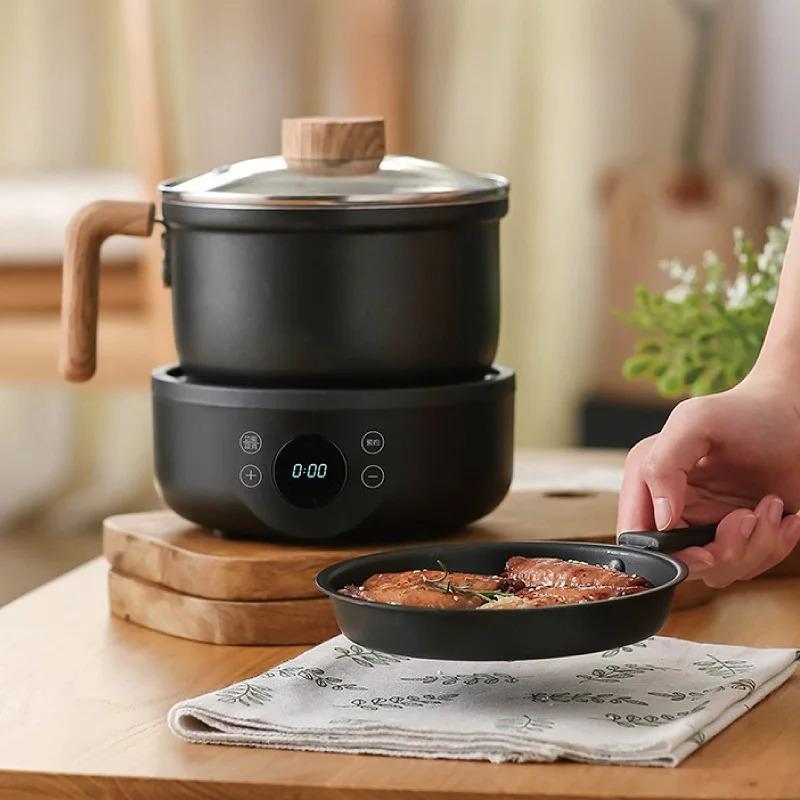 110V/220V Smart Electric Cooker Multifunction Split Pot Home Non-stick Frying Pan Mini Electric Hot Pot Appointment Steamer 1.8L 1