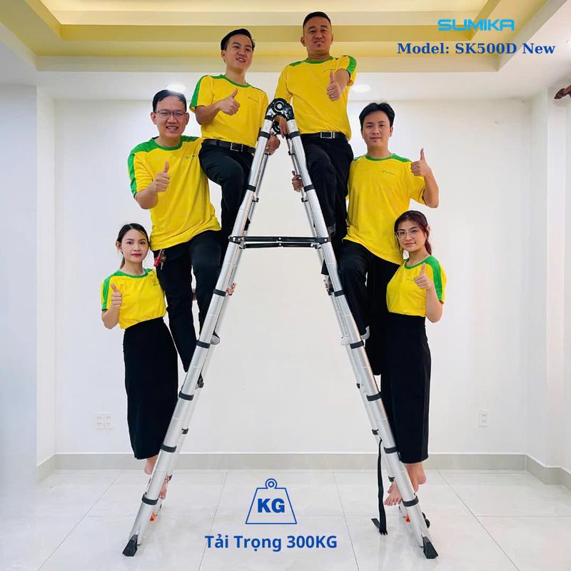 Thang nhôm rút đôi SUMIKA SK500D NEW, rút chữ A cao 2.5m, rút chữ I cao 5.0m, tải trọng 300kg 6