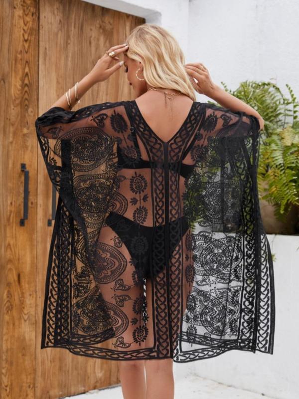 Casual Vacation Solid See-through Swimwears Cover Up Casual Vacation Solid See-through Swimwears Cover Up